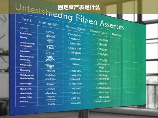 固定资产表，企业资产管理的关键工具